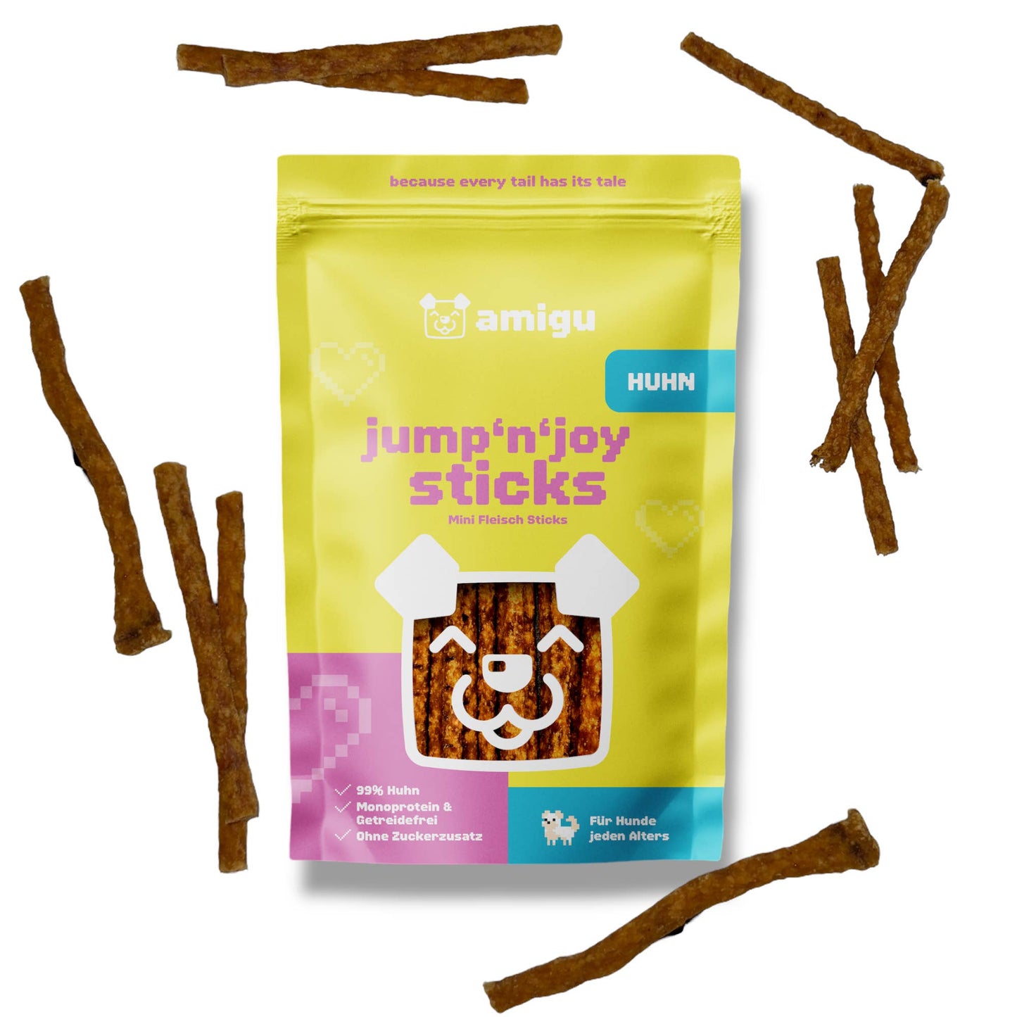 amigu Kausticks Hundesnack aus 99% Huhn, Getreidefrei & Ohne Zuckerzusatz 100g