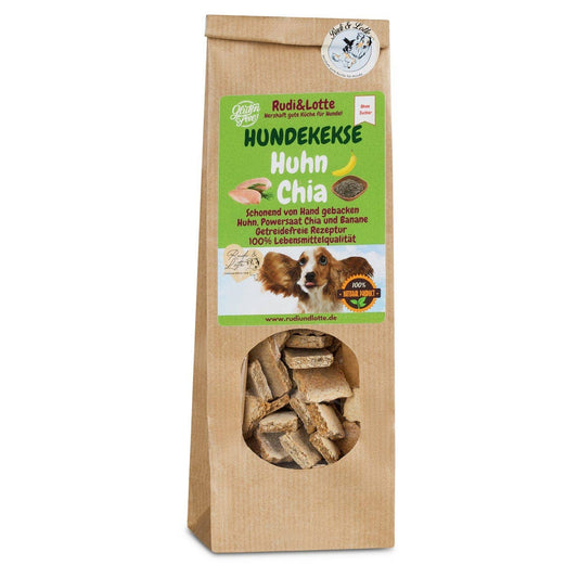 Rudi&Lotte Leckere Hundekekse Huhn und Chia – Getreidefrei und Handgebacken 100g